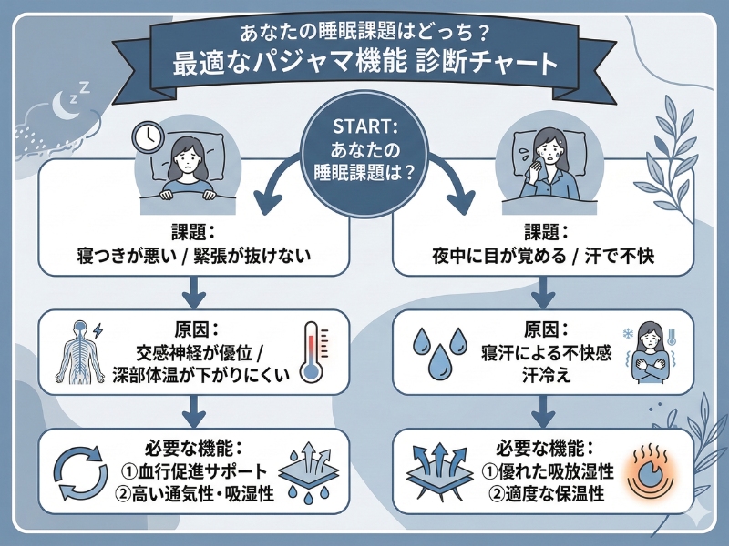 最適なパジャマ機能 診断チャート